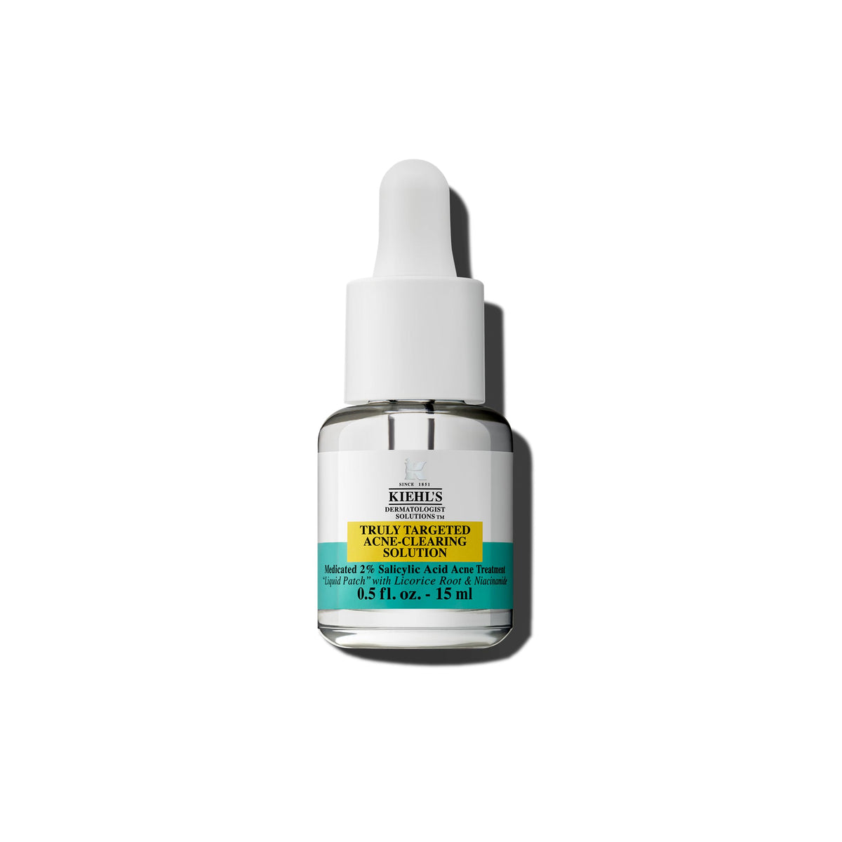 Kiehl's patch closeup highlighting 2% salicylic acid for targeted blemish care.