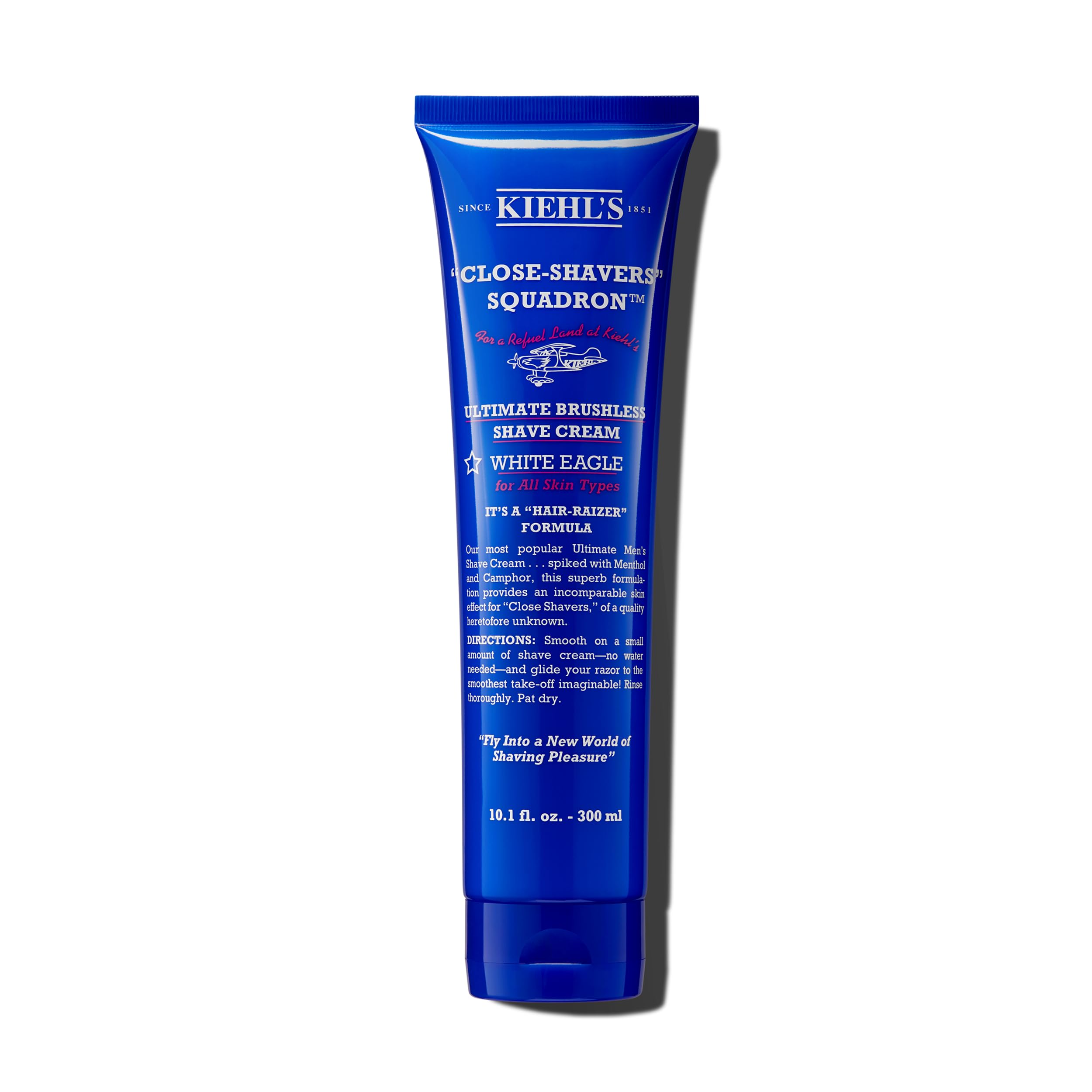 Kiehl's Ultimate Brushless Shave Cream menthol bottle showcases refreshing cooling during shaving