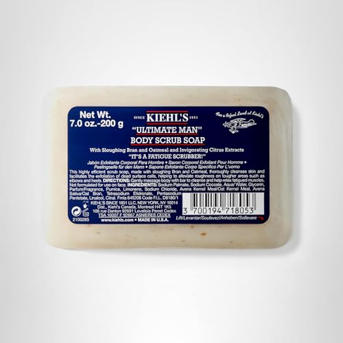 Kiehl's Ultimate Man Body Scrub bar after-use skin feel and freshness post-shower.
