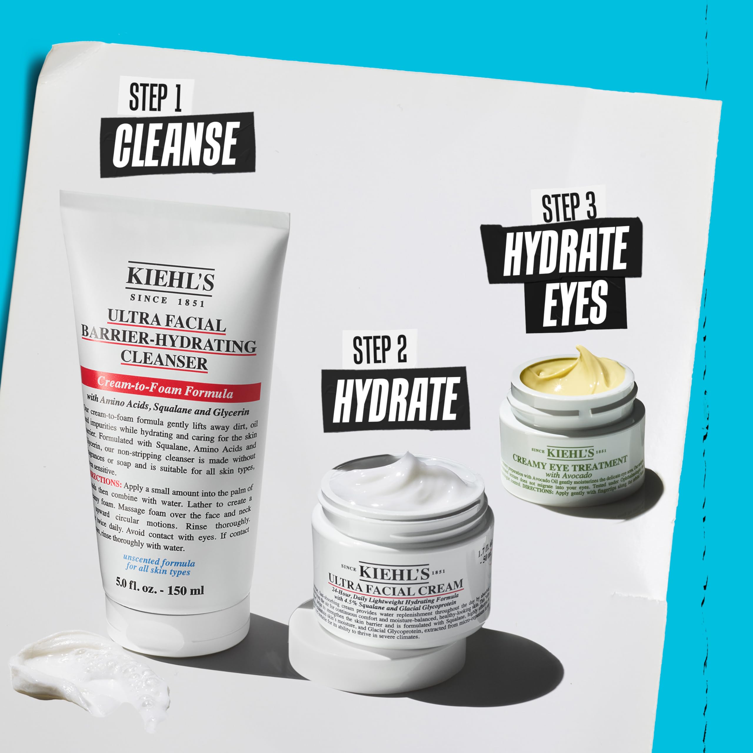 Kiehl's Ultra Facial Barrier-Hydrating Cleanser no-soap formula reinforces gentle cleansing benefits.