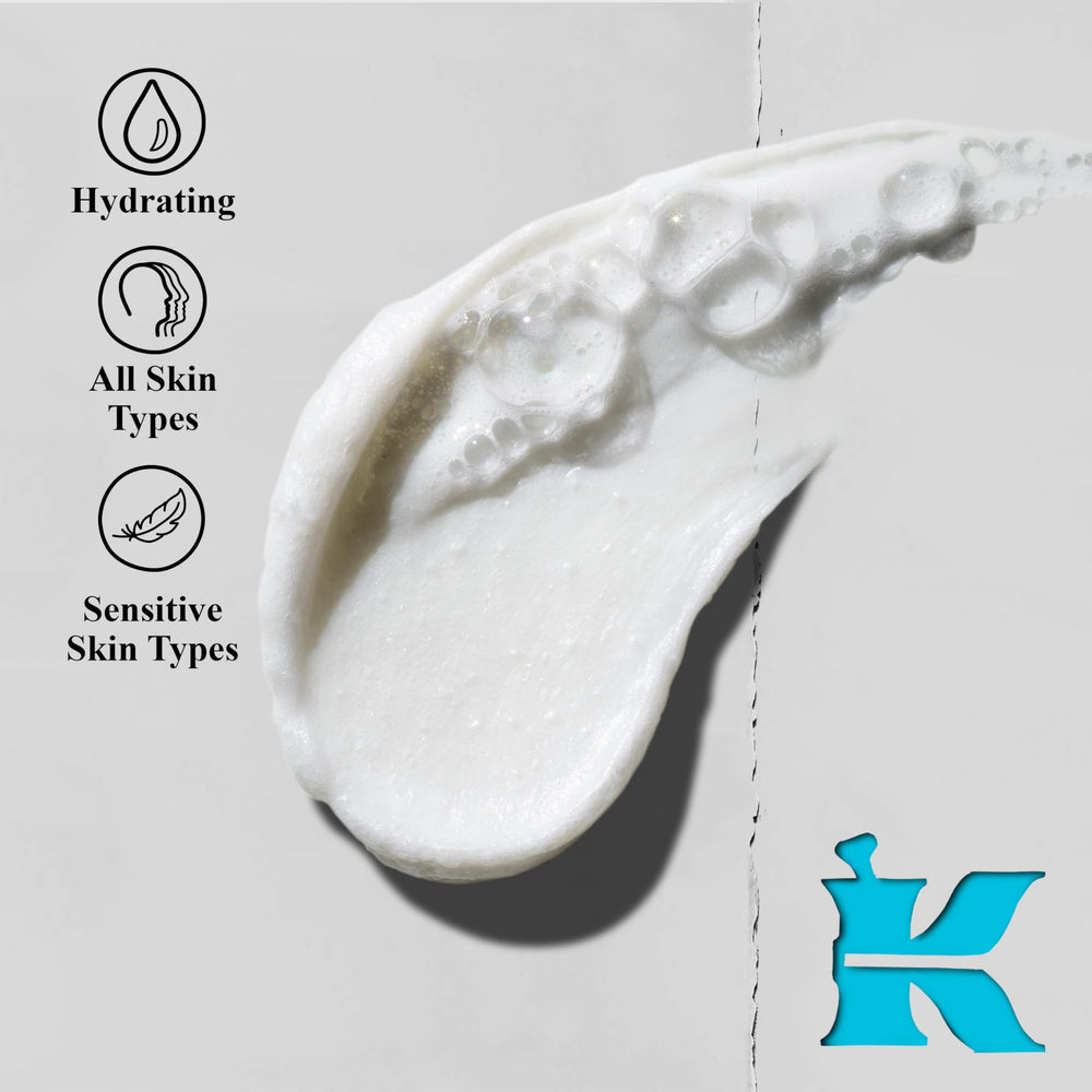 Kiehl's Ultra Facial Barrier-Hydrating Cleanser splash shot evokes a refreshing rinse for all skin types.