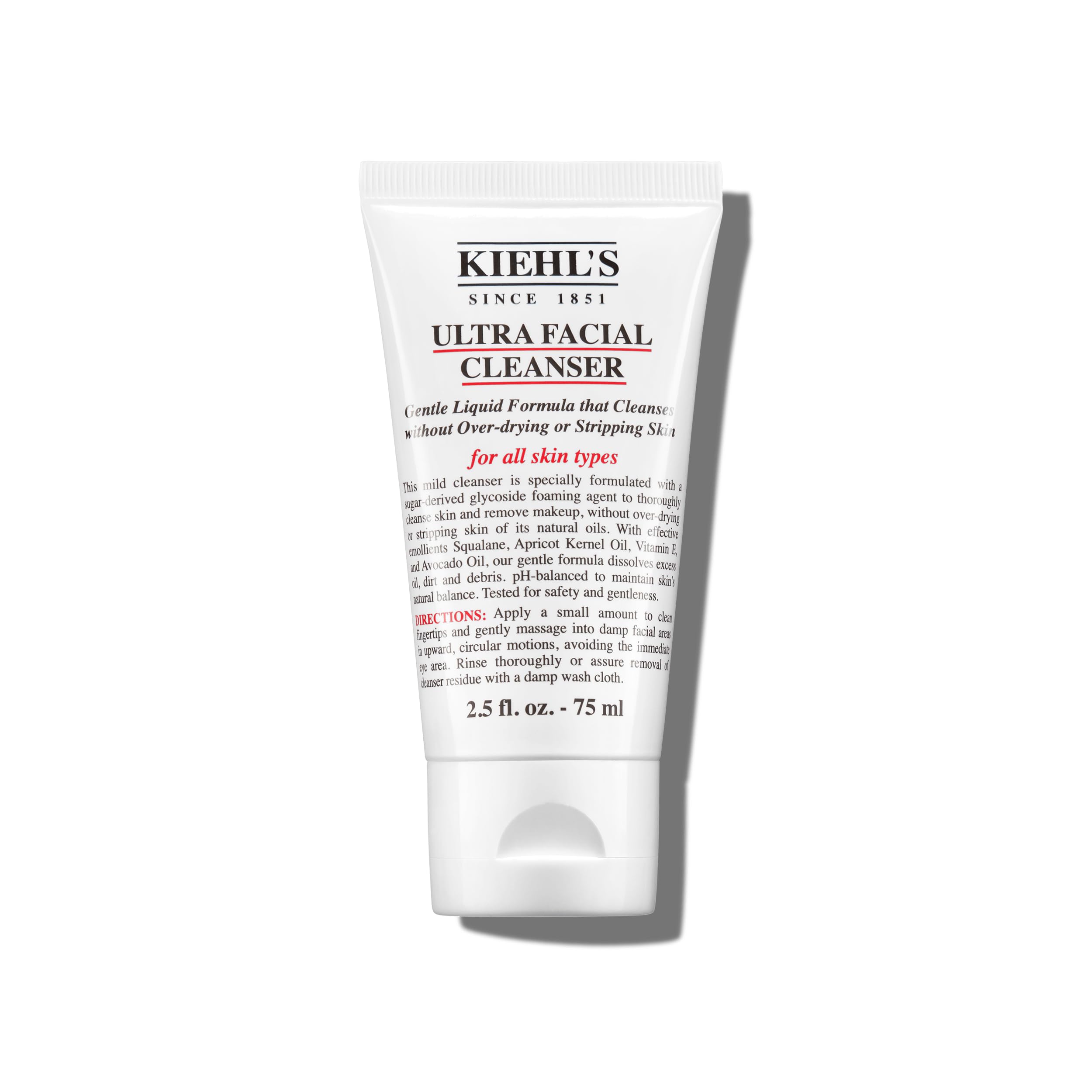 Kiehl's Ultra Facial Cleanser: botella con espuma ligera para limpieza suave.