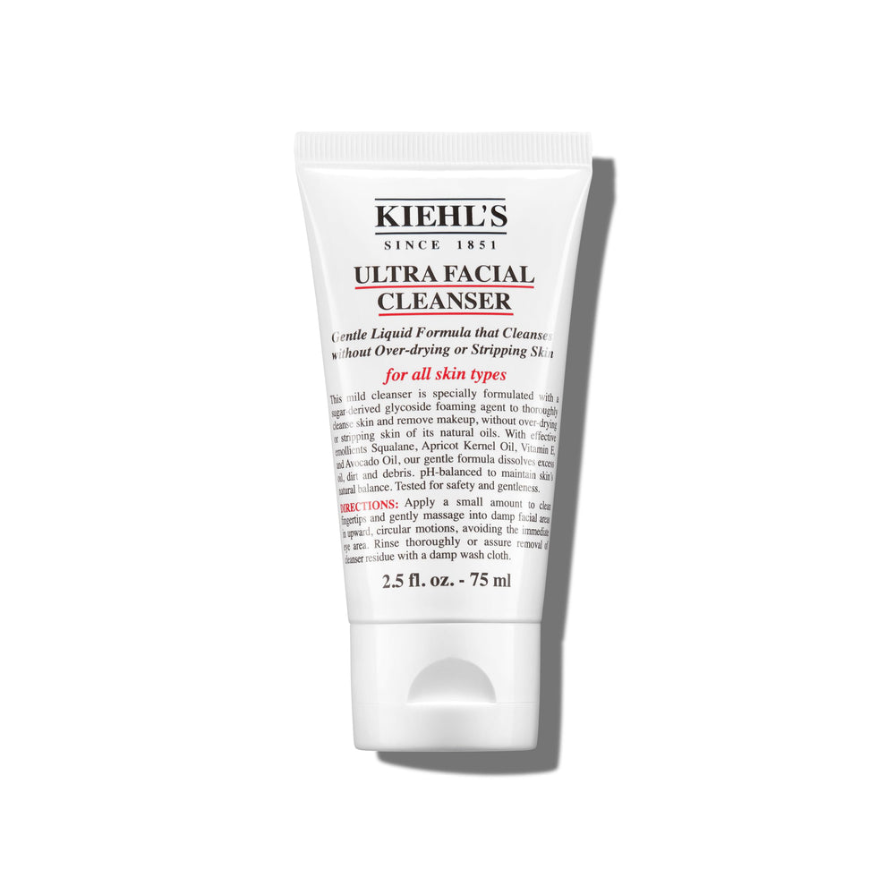 Kiehl's Ultra Facial Cleanser: botella con espuma ligera para limpieza suave.