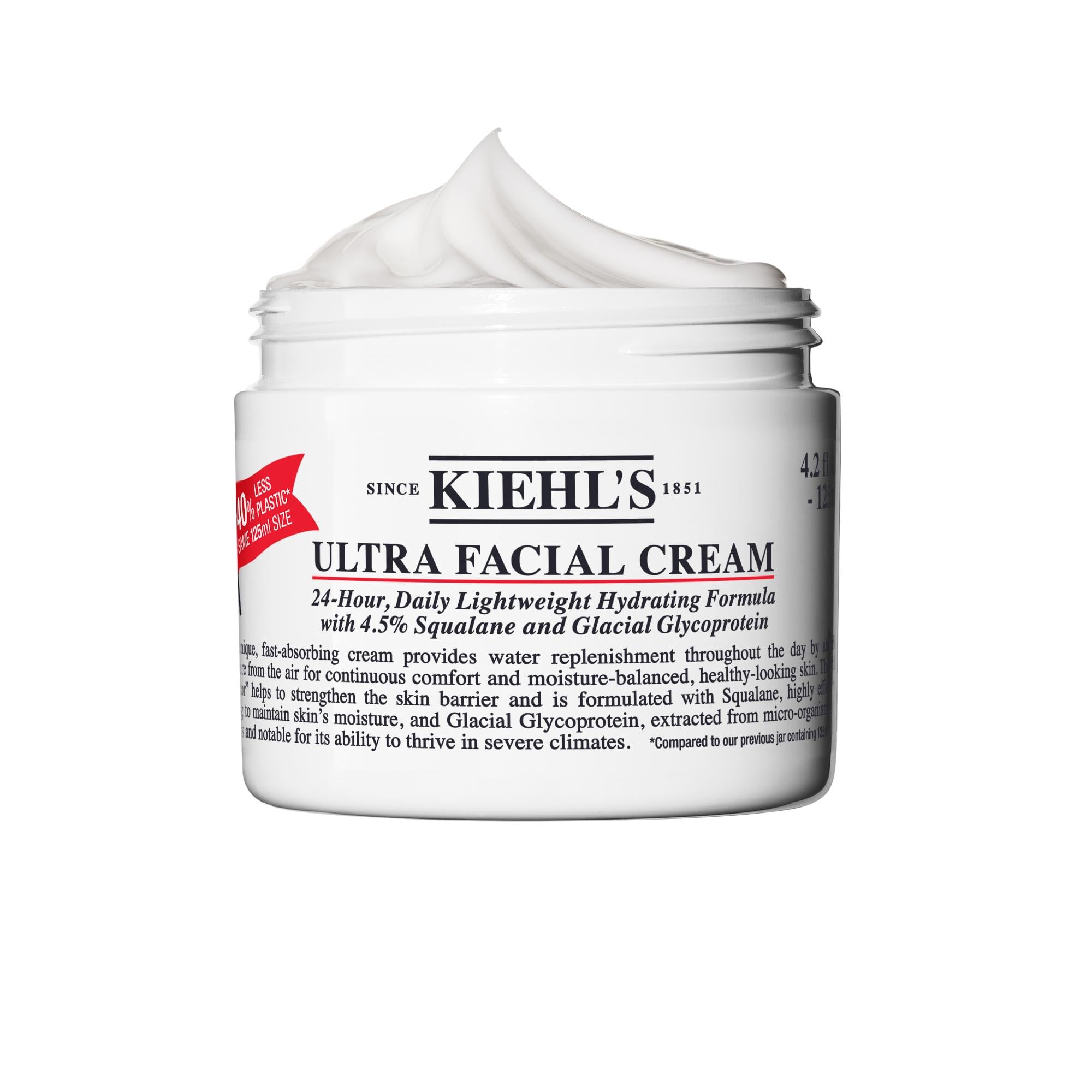 Kiehl's Ultra Facial Cream bottle front; lightweight hydration for daily use.