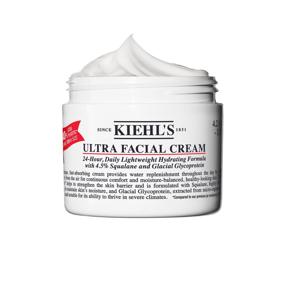 Kiehl's Ultra Facial Cream bottle front; lightweight hydration for daily use.