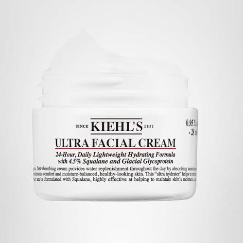 Kiehl's Ultra Facial Cream label closeup confirms fragrance-free formula.