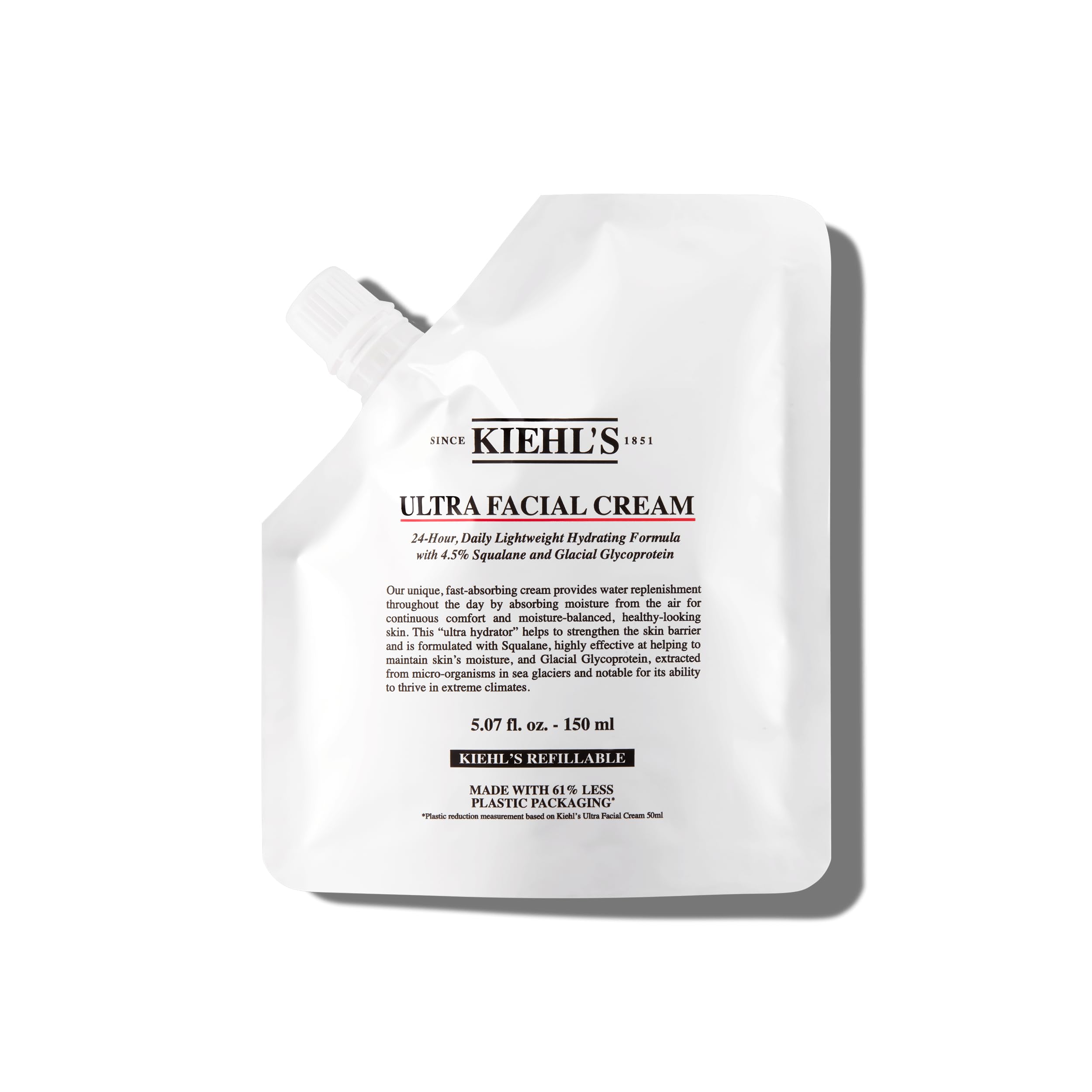 Kiehl's Ultra Facial Cream tube close-up showing lightweight hydration for daily use.