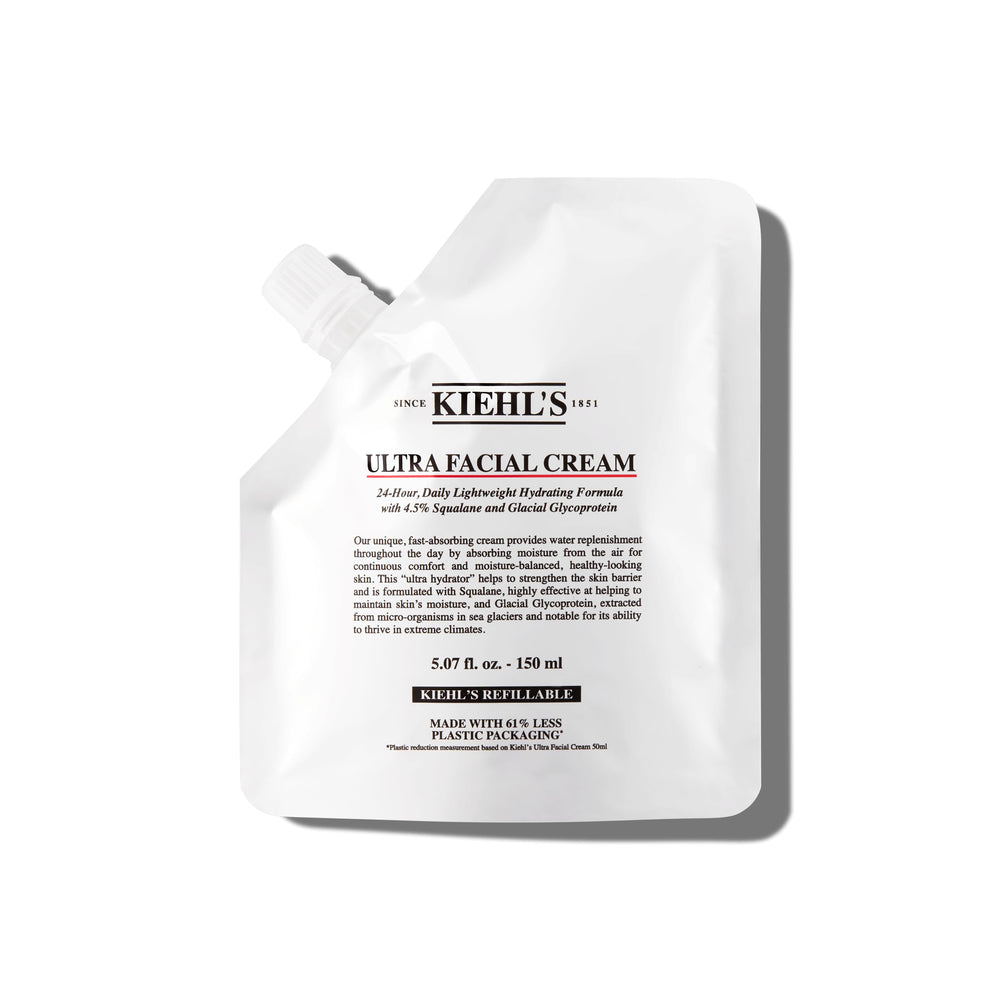 Kiehl's Ultra Facial Cream tube close-up showing lightweight hydration for daily use.