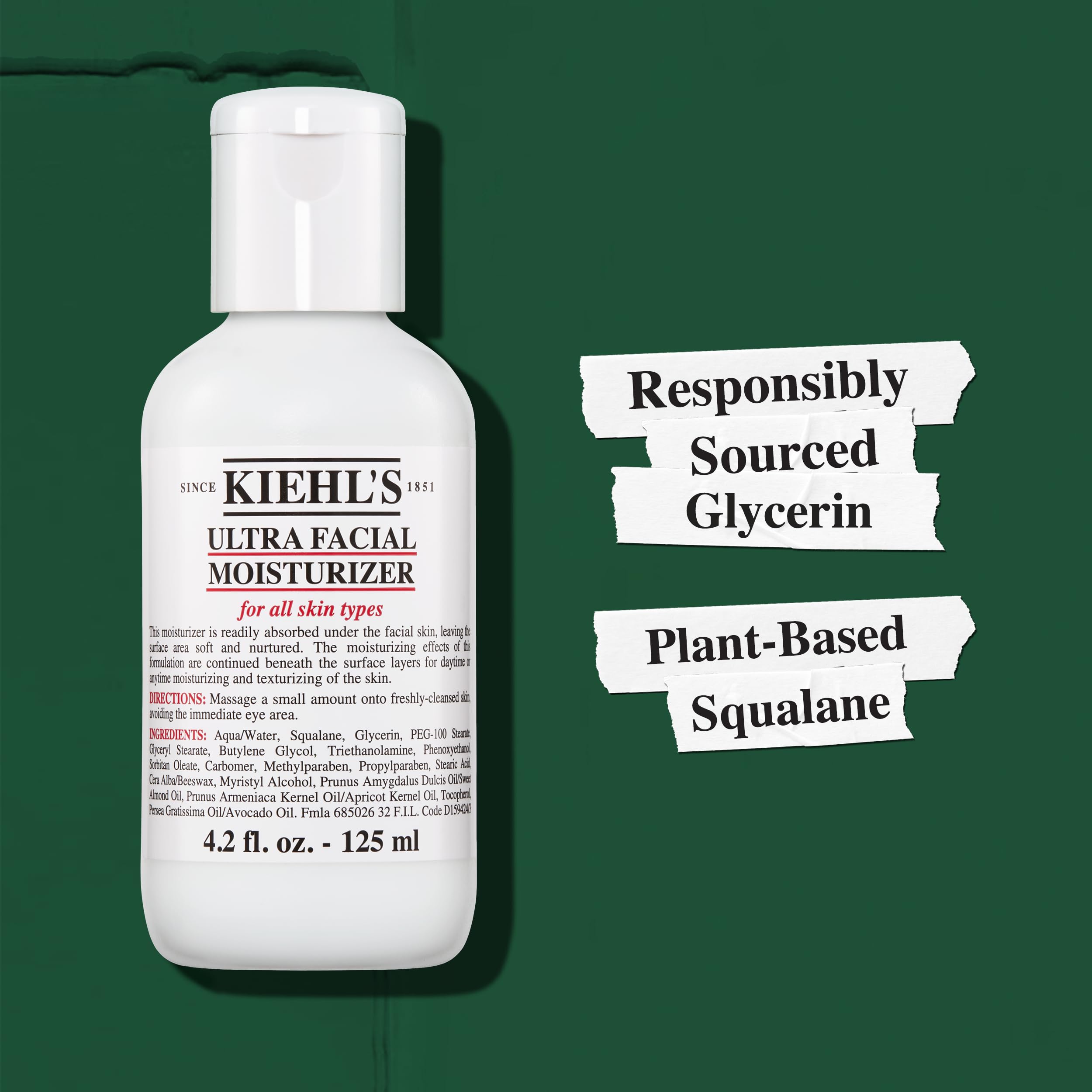 Kiehl's Ultra Facial Moisturizer fragrance-free formula for sensitive skin.
