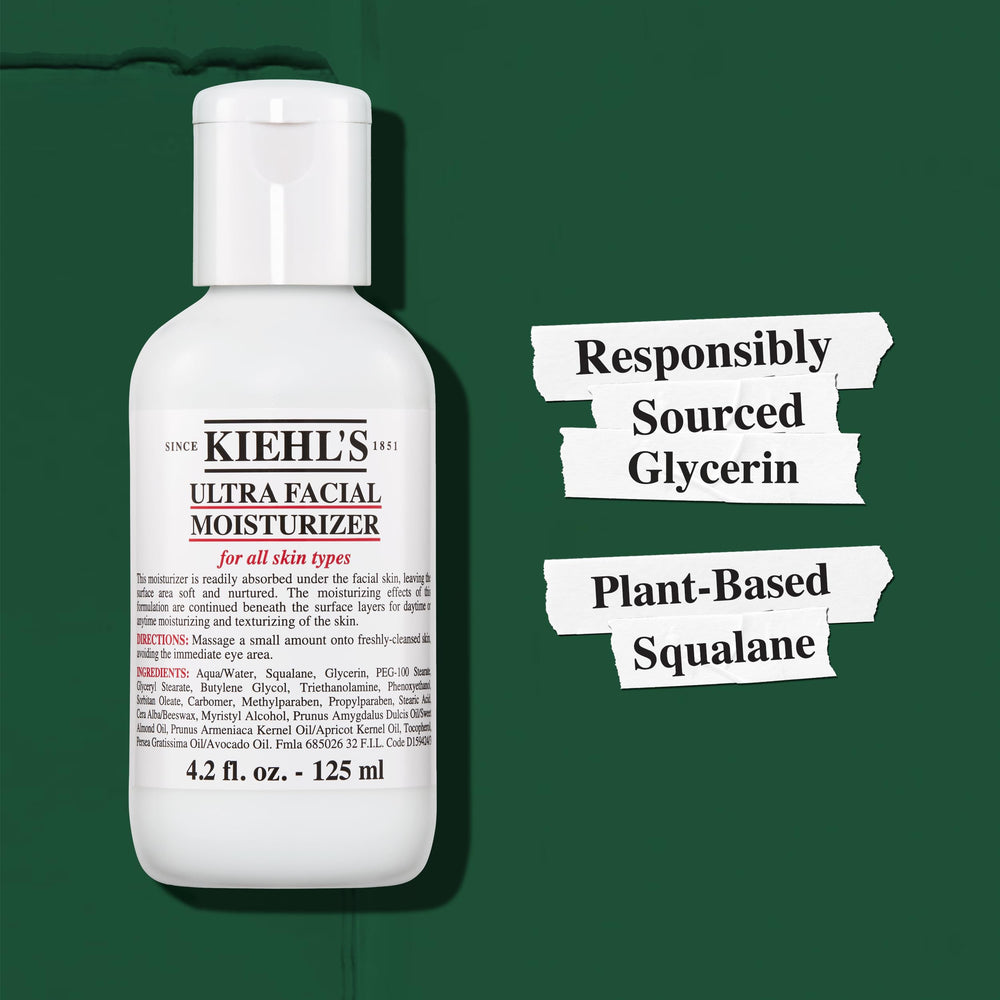 Kiehl's Ultra Facial Moisturizer fragrance-free formula for sensitive skin.