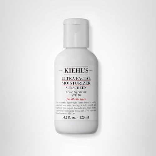 Kiehl's packaging label emphasizes paraben-free formula for all skin types and sun protection.