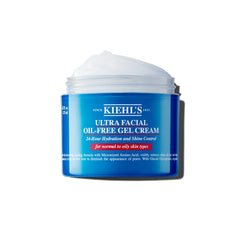 Kiehl's Ultra Facial Oil-Free Moisturizer bottle provides cooling hydration for shine reduction.