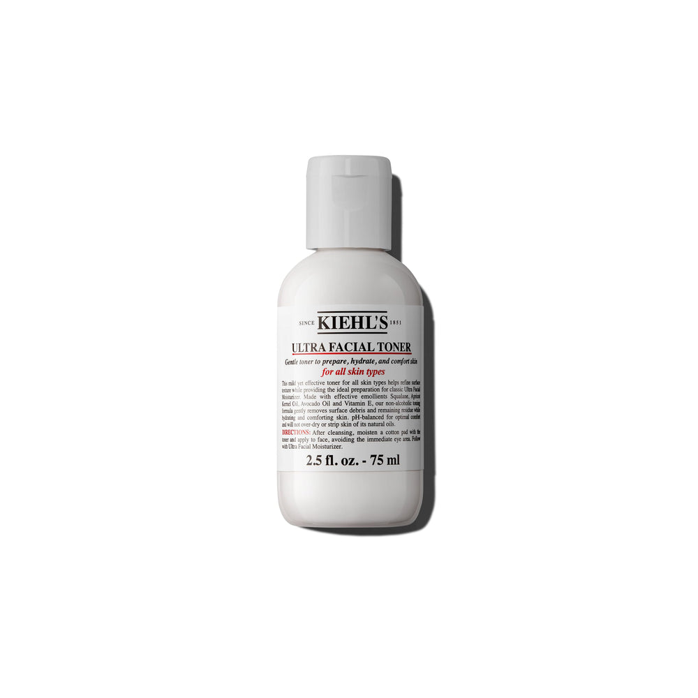 Kiehl's Ultra Facial Toner bottle emphasizes squalane for lasting hydration