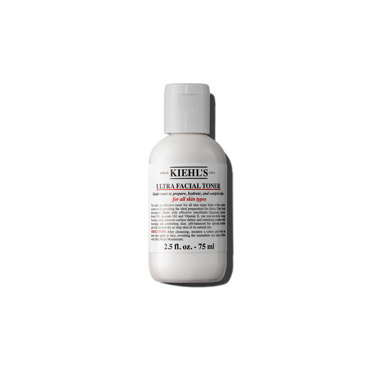 Kiehl's Ultra Facial Toner bottle emphasizes squalane for lasting hydration