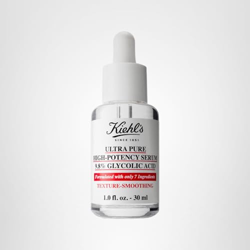 Kiehl's Ultra Pure glycolic acid 9.8% texture close-up suggesting smooth skin results.