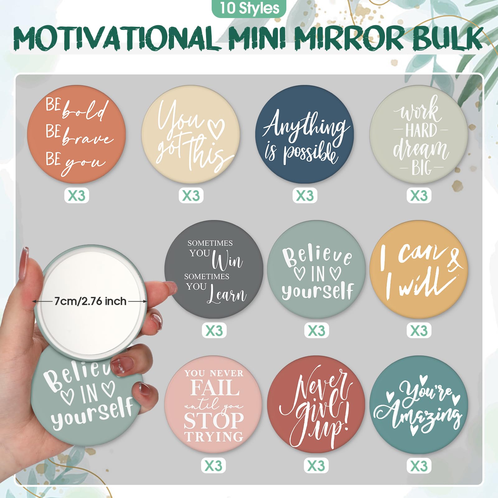 Kigley Christmas bulk gift mirror 2.76-inch travel touch-ups