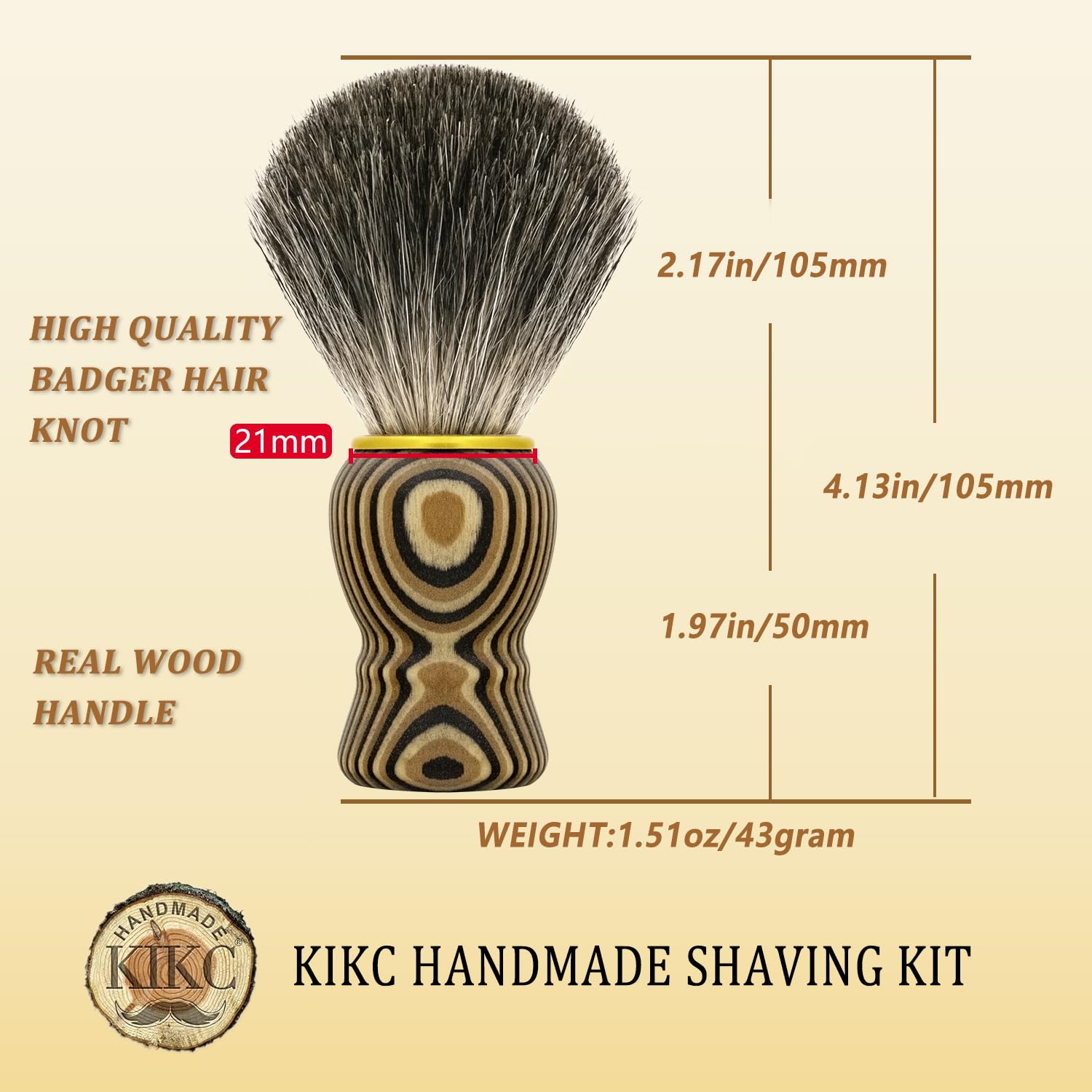 KIKC annual ring wood handle elevates the grooming aesthetic