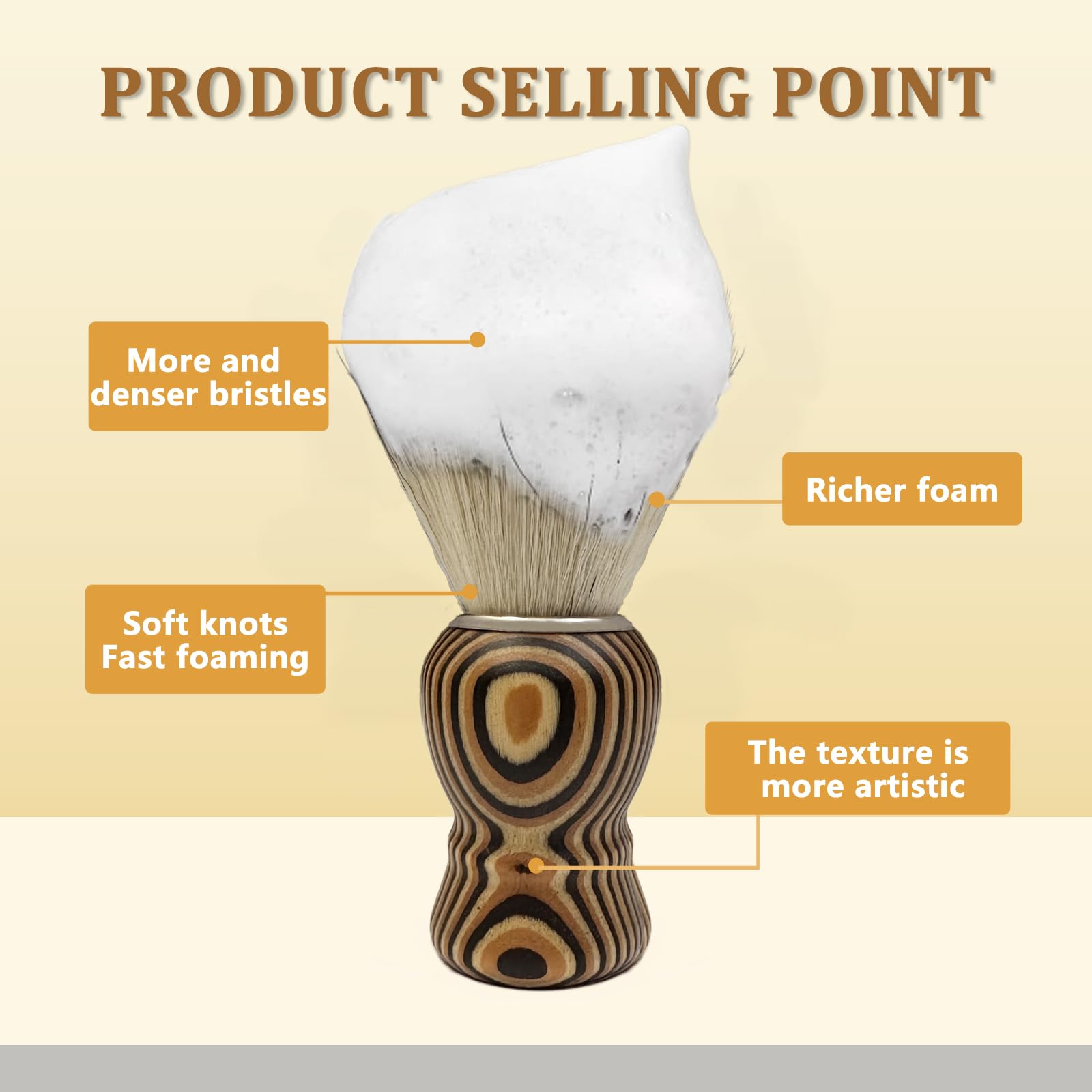 KIKC wood handle with annual ring offers ergonomic grip during wet shaving