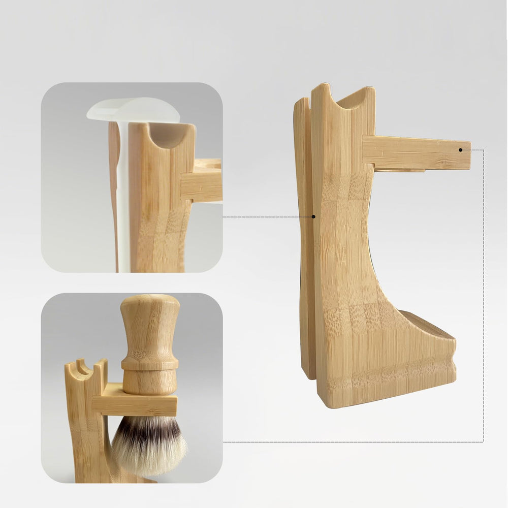 Kikc men's shaving kit on bathroom counter for organized grooming