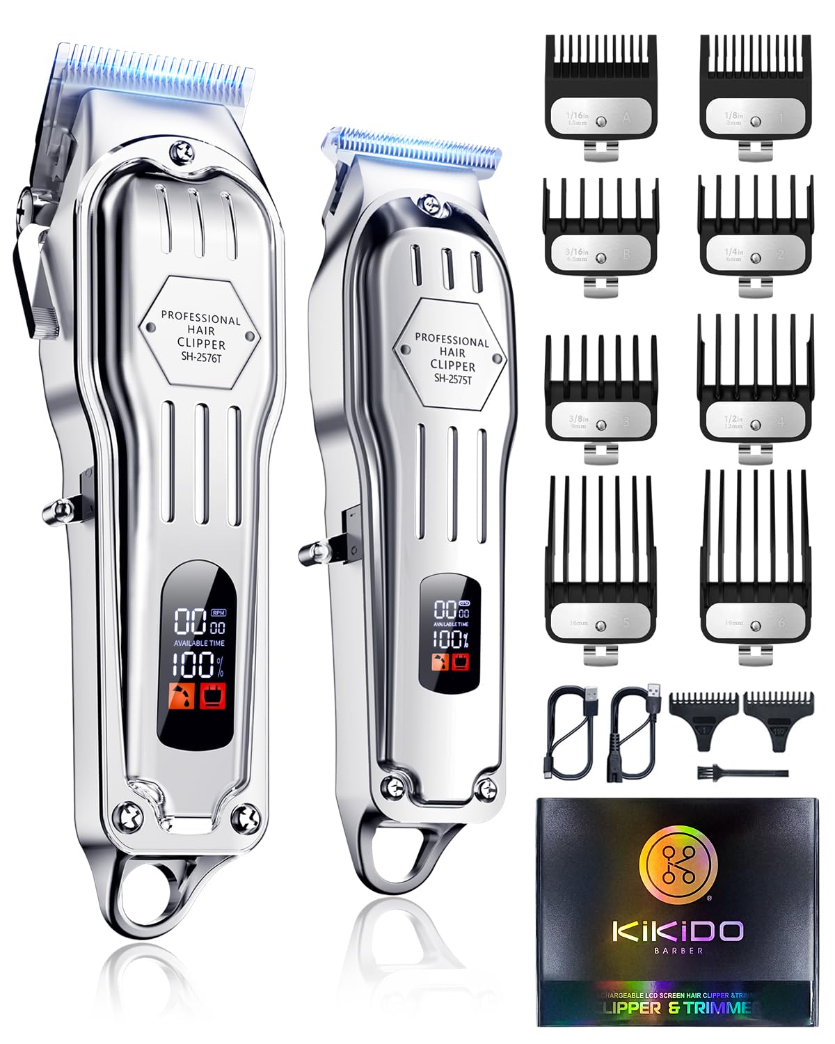KIKIDO Hair Clippers front view highlighting cordless design for convenient at-home grooming.