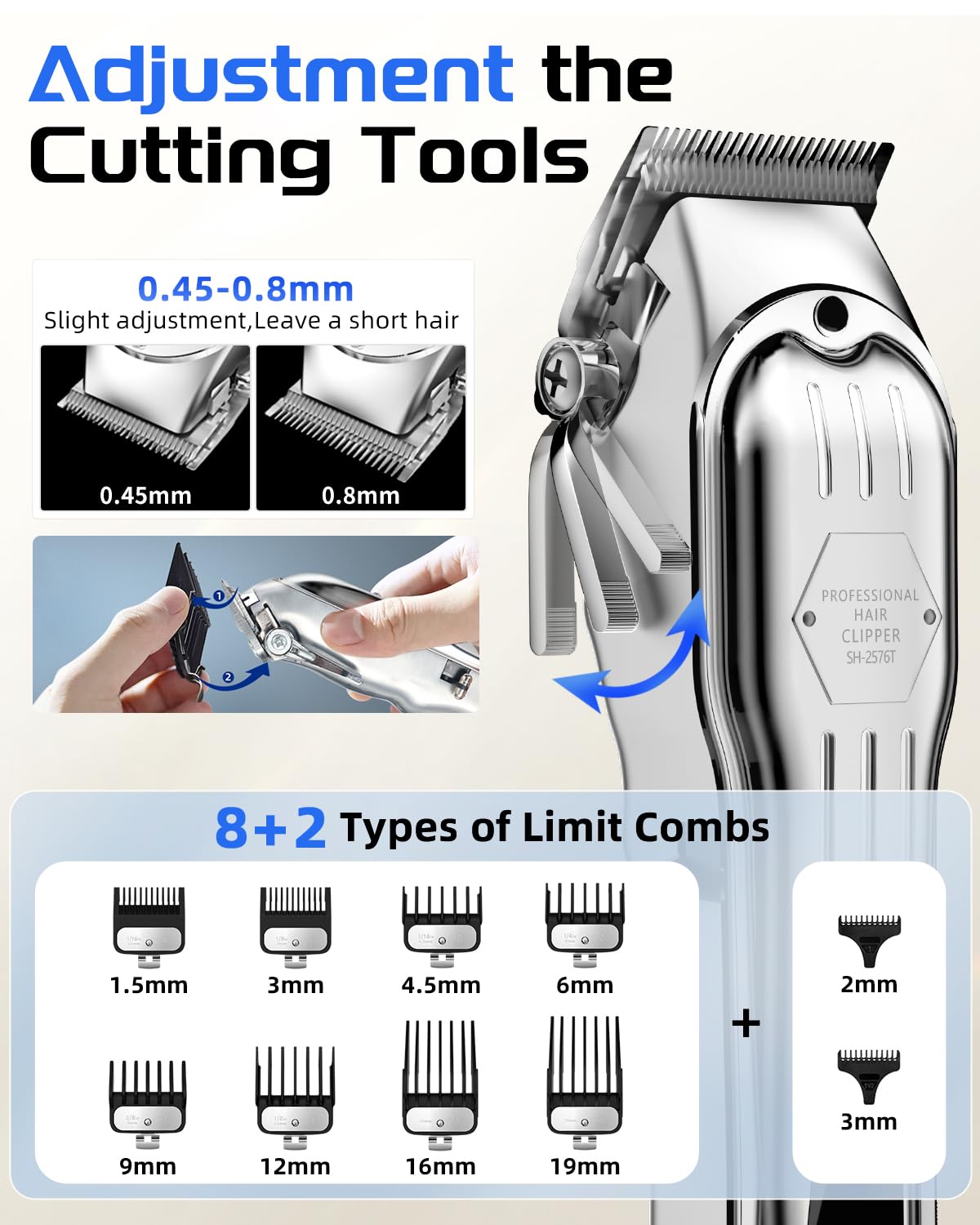 KIKIDO Hair Clippers LED display highlights battery and power status at a glance.