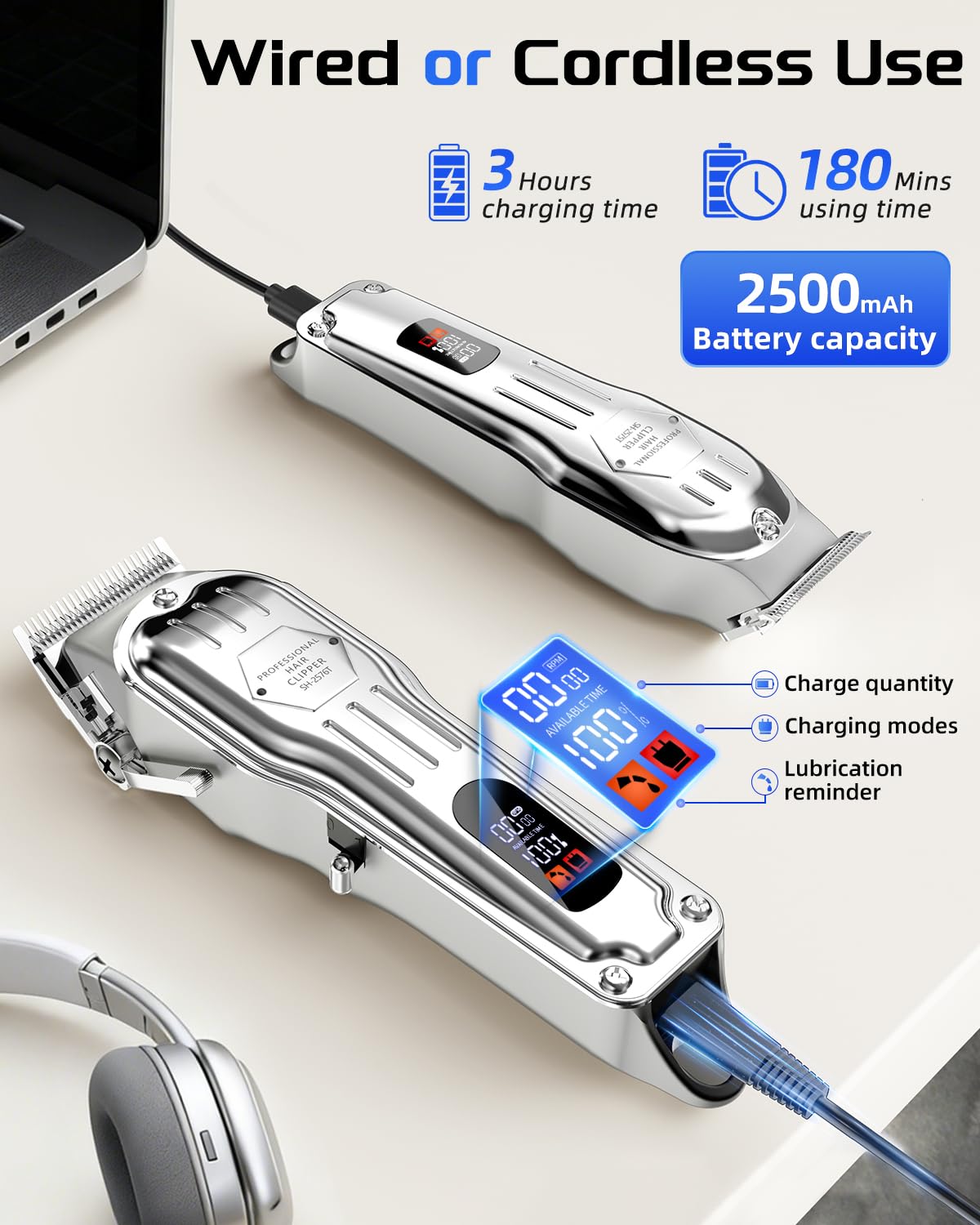 KIKIDO Hair Clippers motor emphasizes high-torque performance for thick hair.