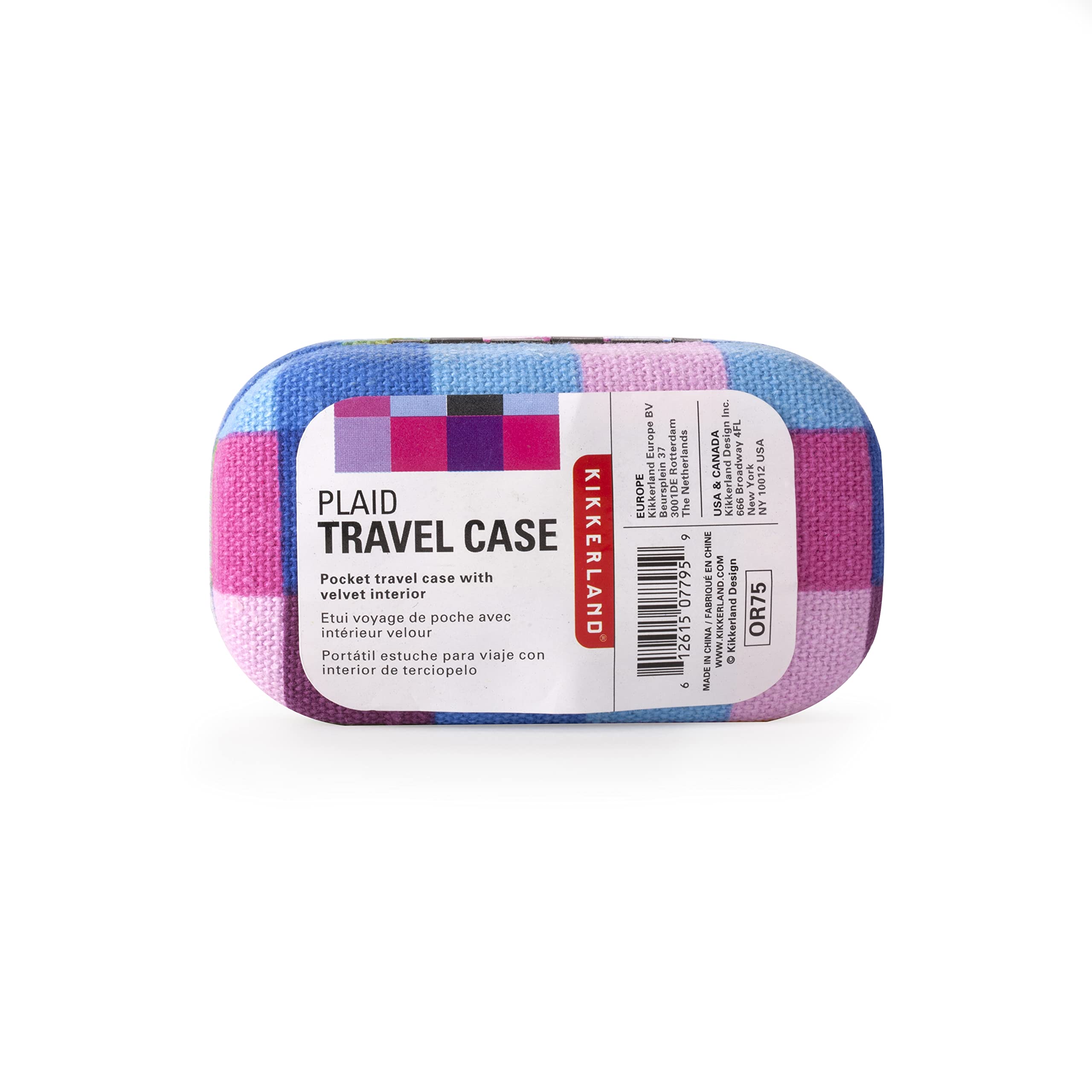 Kikkerland mini travel case plaid change storage keeps coins organized during trips.