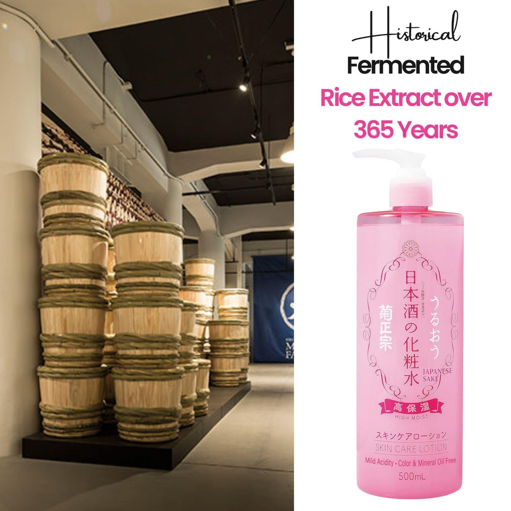 Kikumasamune color-free and mineral oil-free formula on display