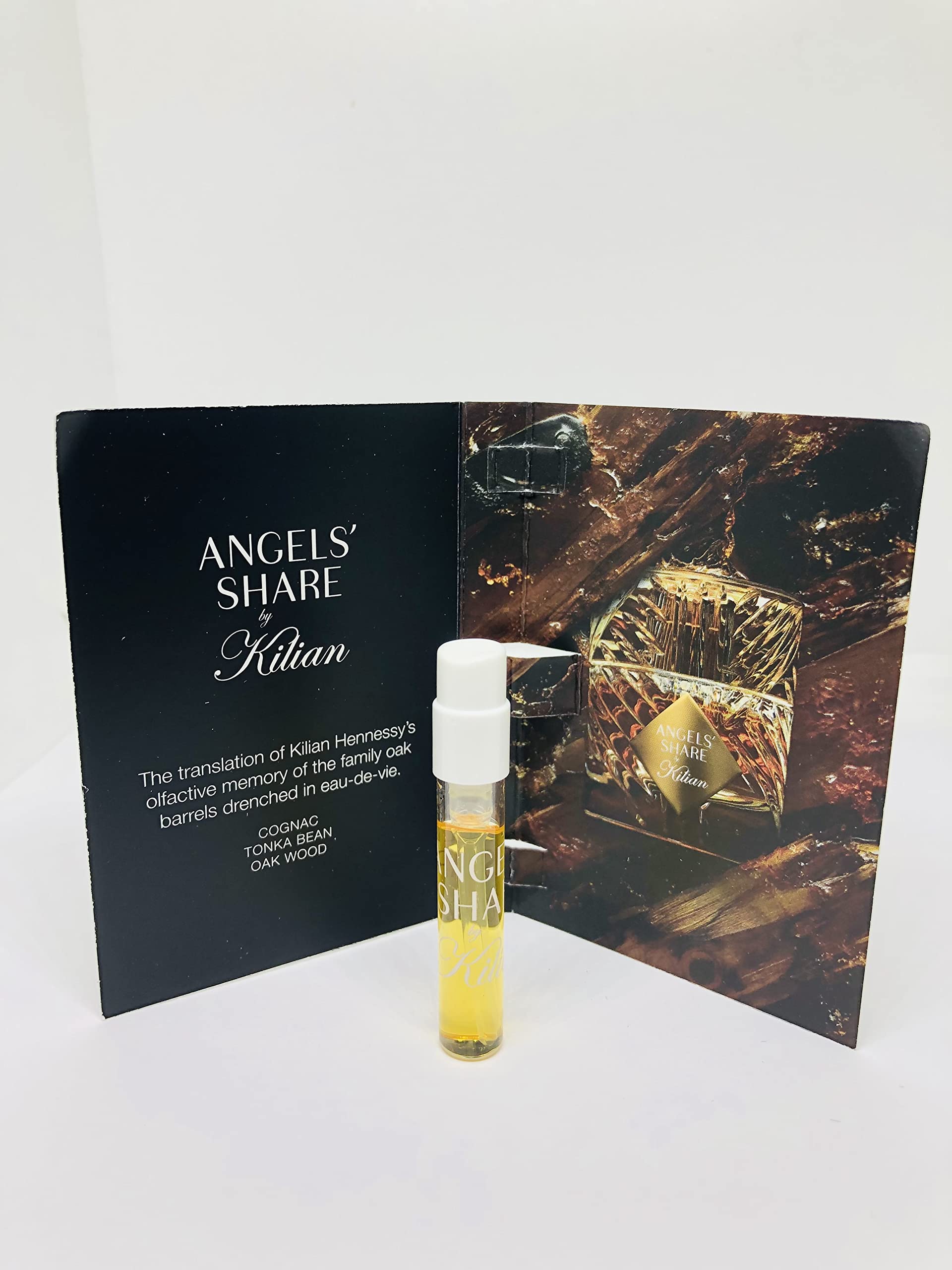 Kilian Angels' Share EDP sample vial in pocket-ready case for on-the-go scent exploration.