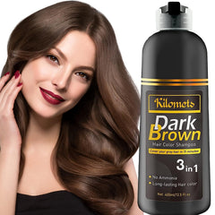 KILOMETS Dark Brown Hair Color Shampoo bottle for at-home color coverage