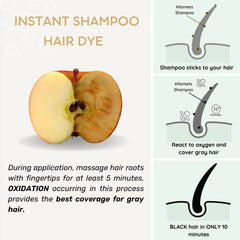 Kilomets BLACK Hair Dye Shampoo at-home setup for quick color at home.