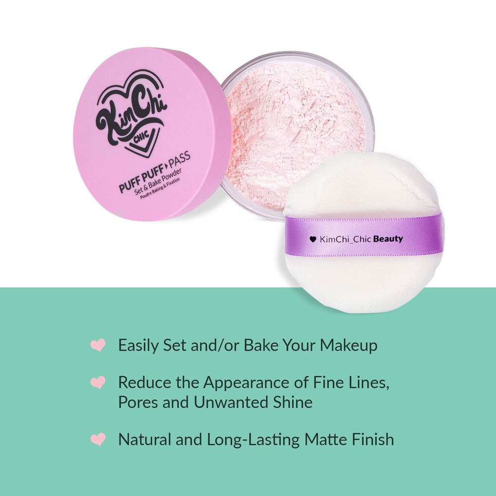Kimchi Chic Puff Puff Pass velour puff applying powder for seamless bake and set.