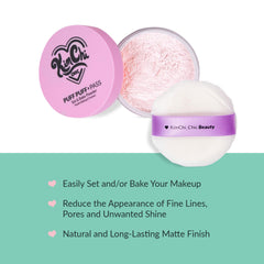 Kimchi Chic Puff Puff Pass velour puff applying powder for seamless bake and set.