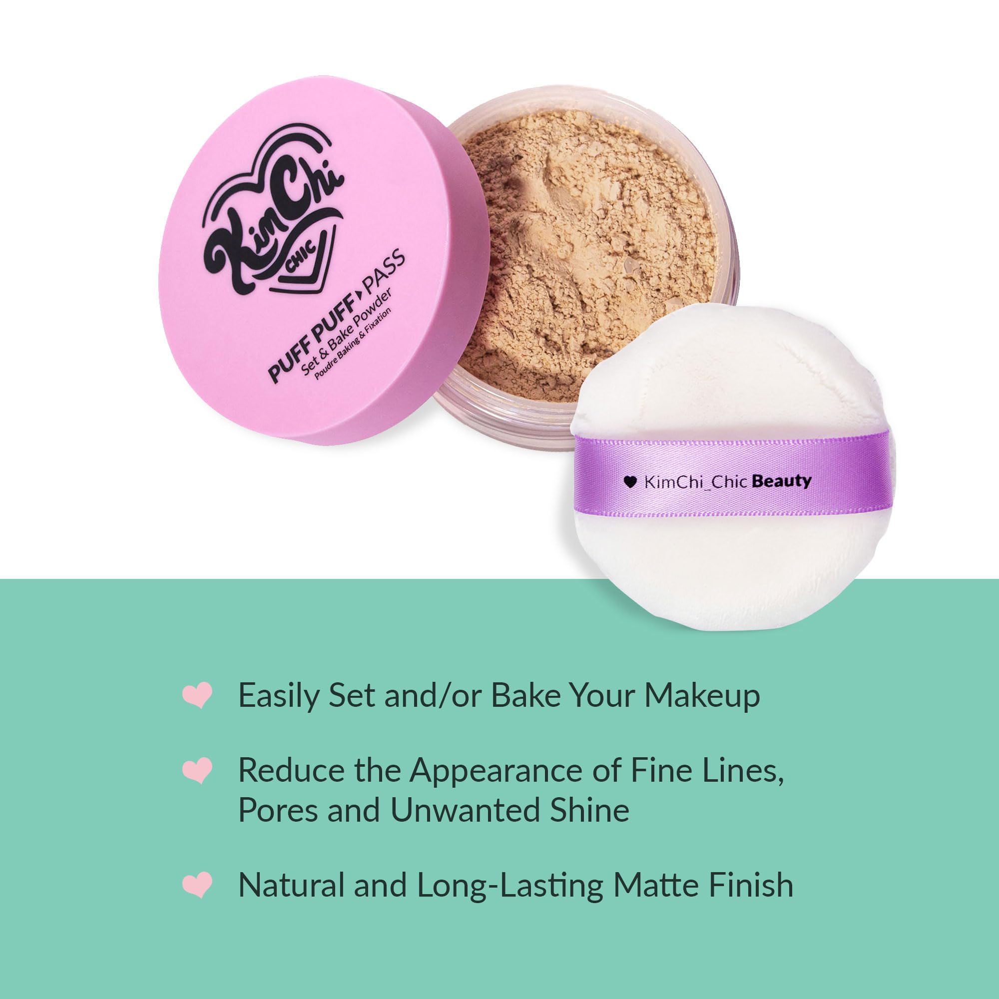 Kimchi Chic velour powder puff for precise powder application and setting