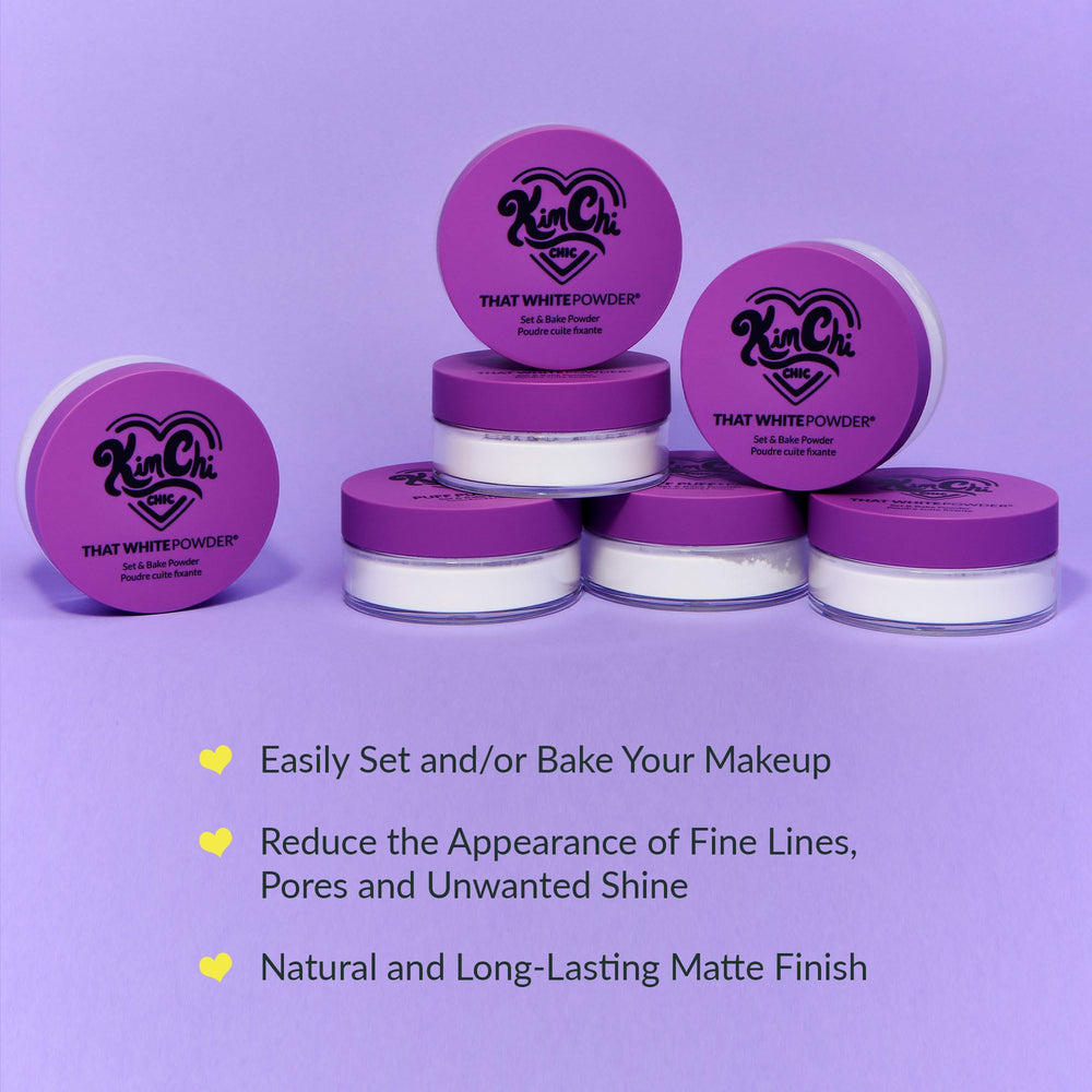 Kimchi Chic WhitePowder Set loose powder dust delivers feather-light matte finish.