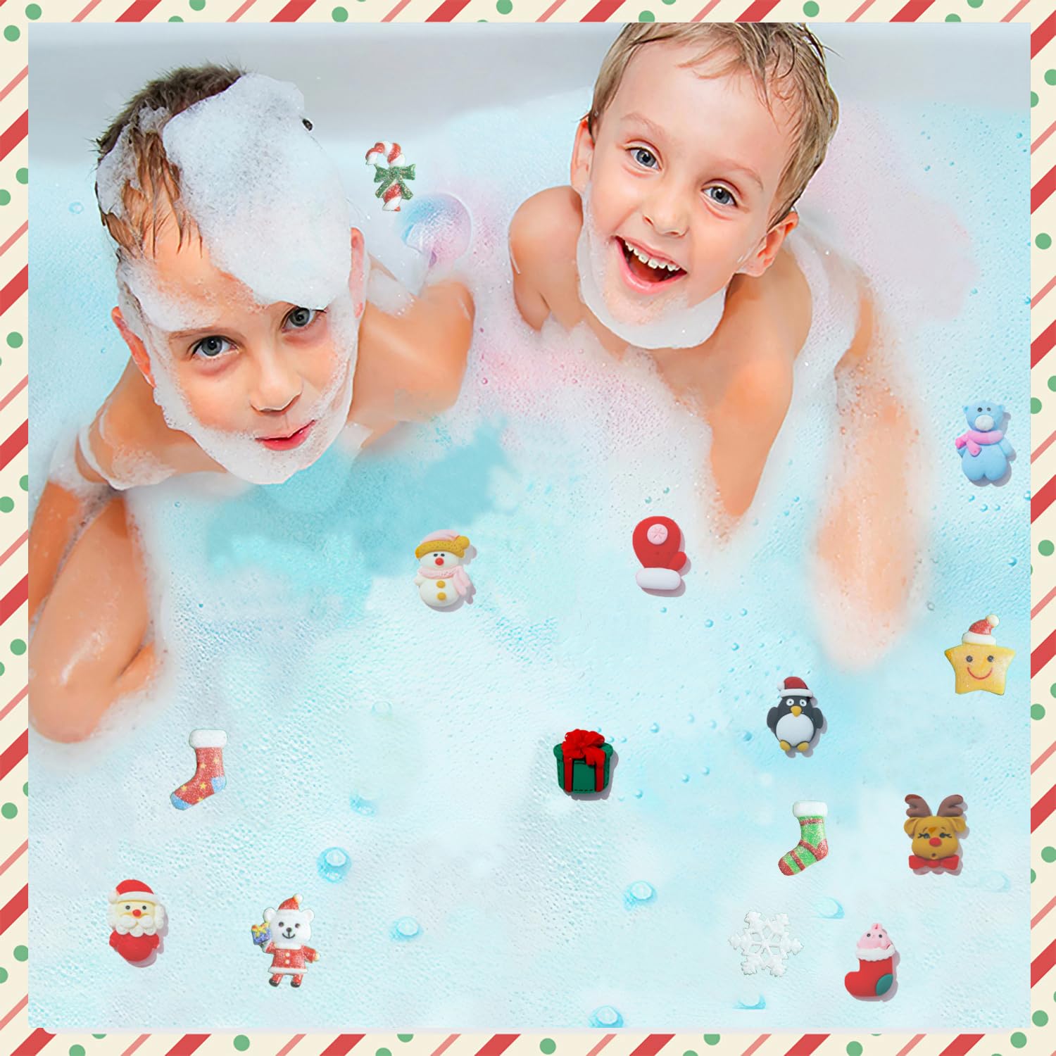 Kims Cosiart Santa bath bomb with vibrant color and fragrance release.