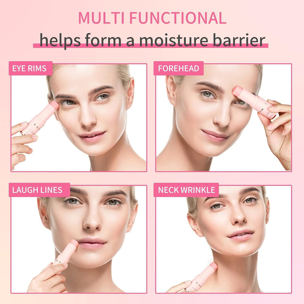 KIMUSE Hydrating Multi Balm Stick on hand demonstrates portable moisture for quick hydration.