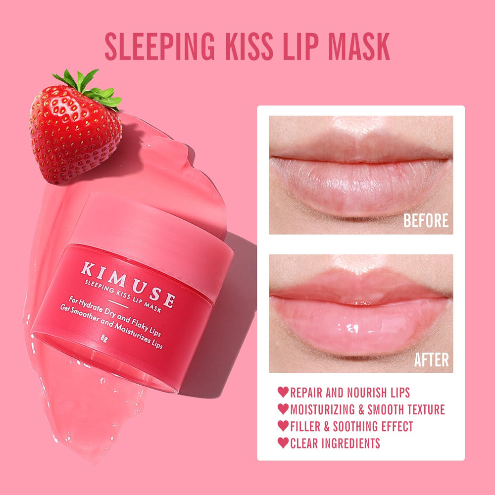 KIMUSE Lip Mask Set tubes closeup highlighting smooth texture and berry scent