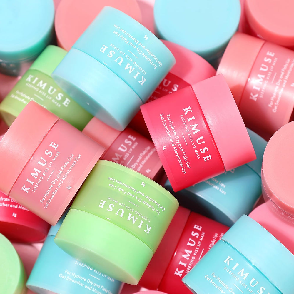 KIMUSE Lip Mask Set after use showing visibly smoother lips with routine
