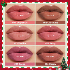 KIMUSE tinted lip butter tubes lined up, non-sticky shine for effortless wear.