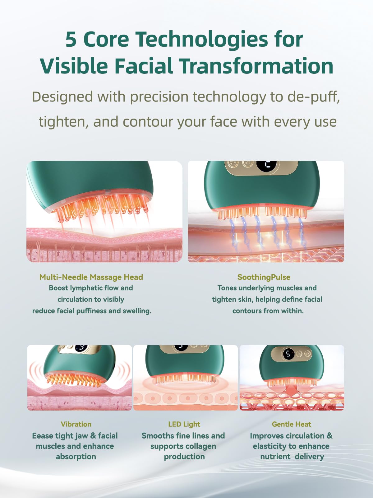 Kinbana lymphatic contour face brush micro-massage for relaxing jaw tension and stress relief