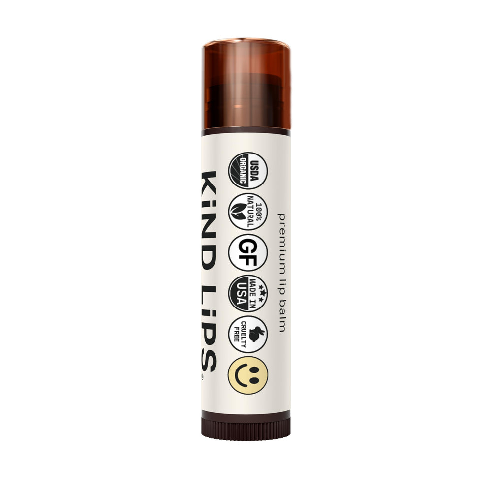 Kind Lips fragrance-free balm swatch on lips shows non-greasy comfort.