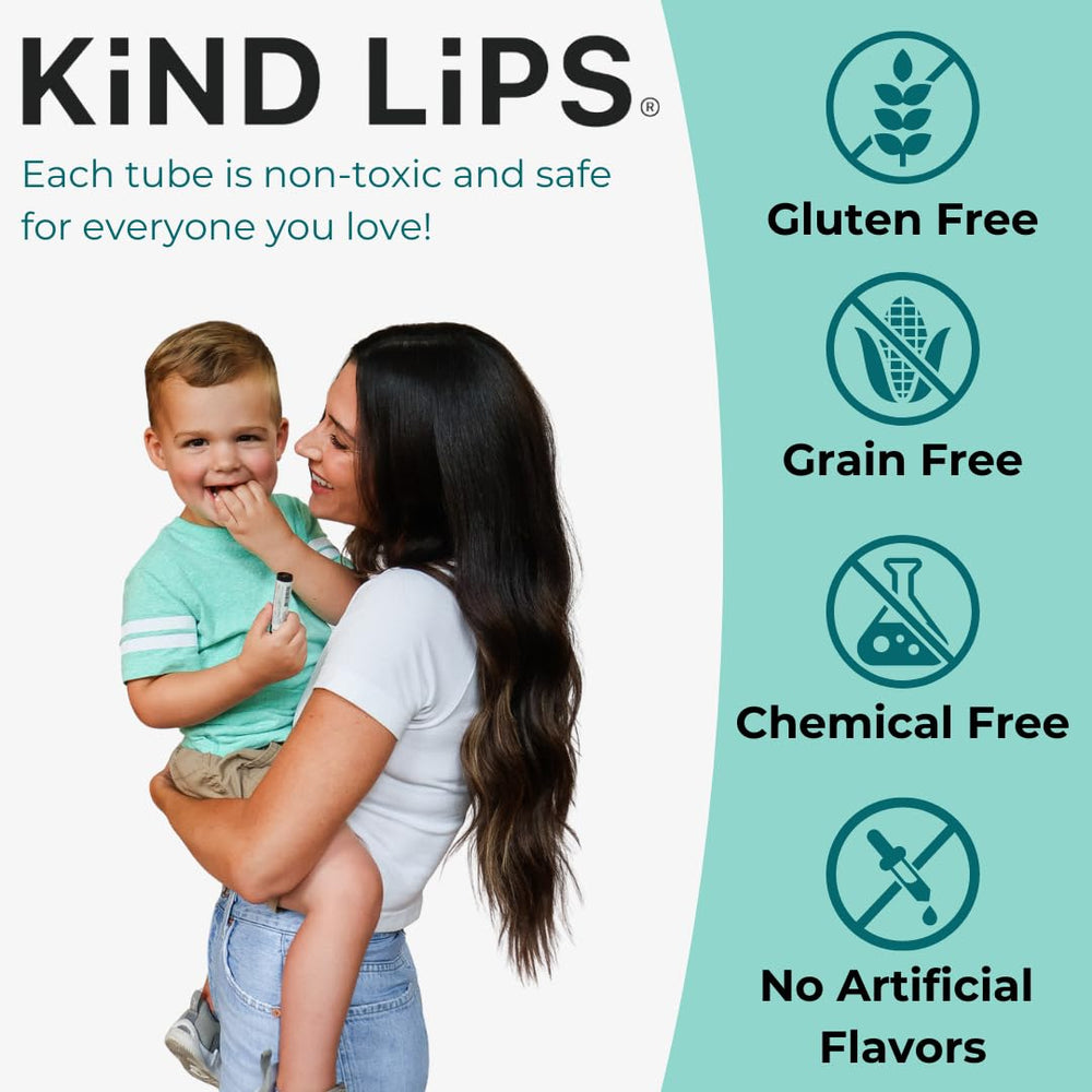 Kind Lips Georgia Peach balm close-up with summery scent and lasting moisture.