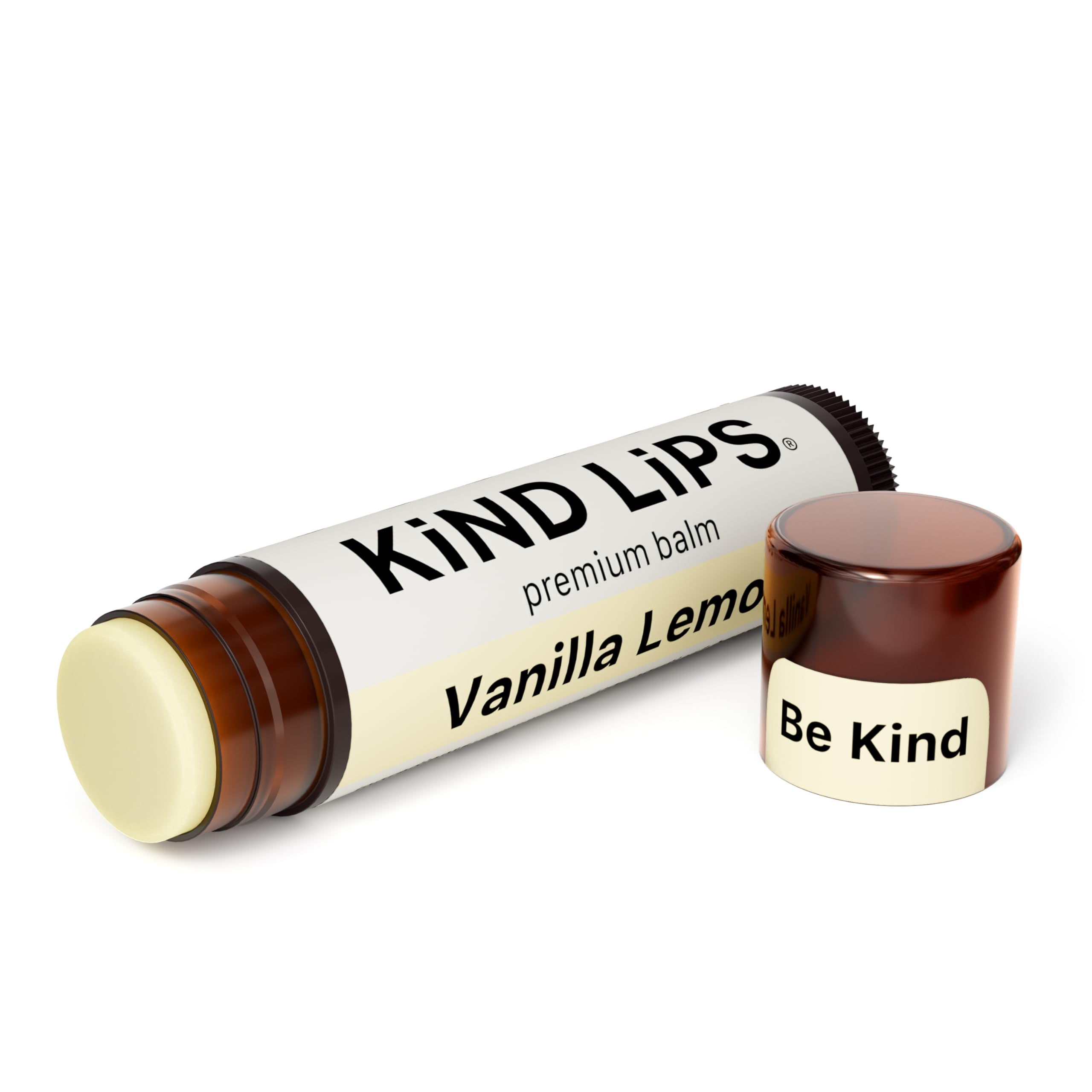 Kind Lips made-in-USA small-batches label close-up, quality ingredients.