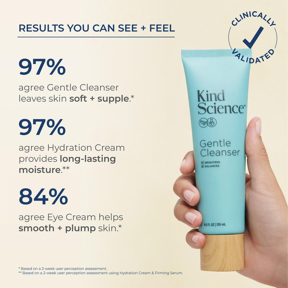 Kind Science all-skin-types label signals gentle formula suitable for dry skin