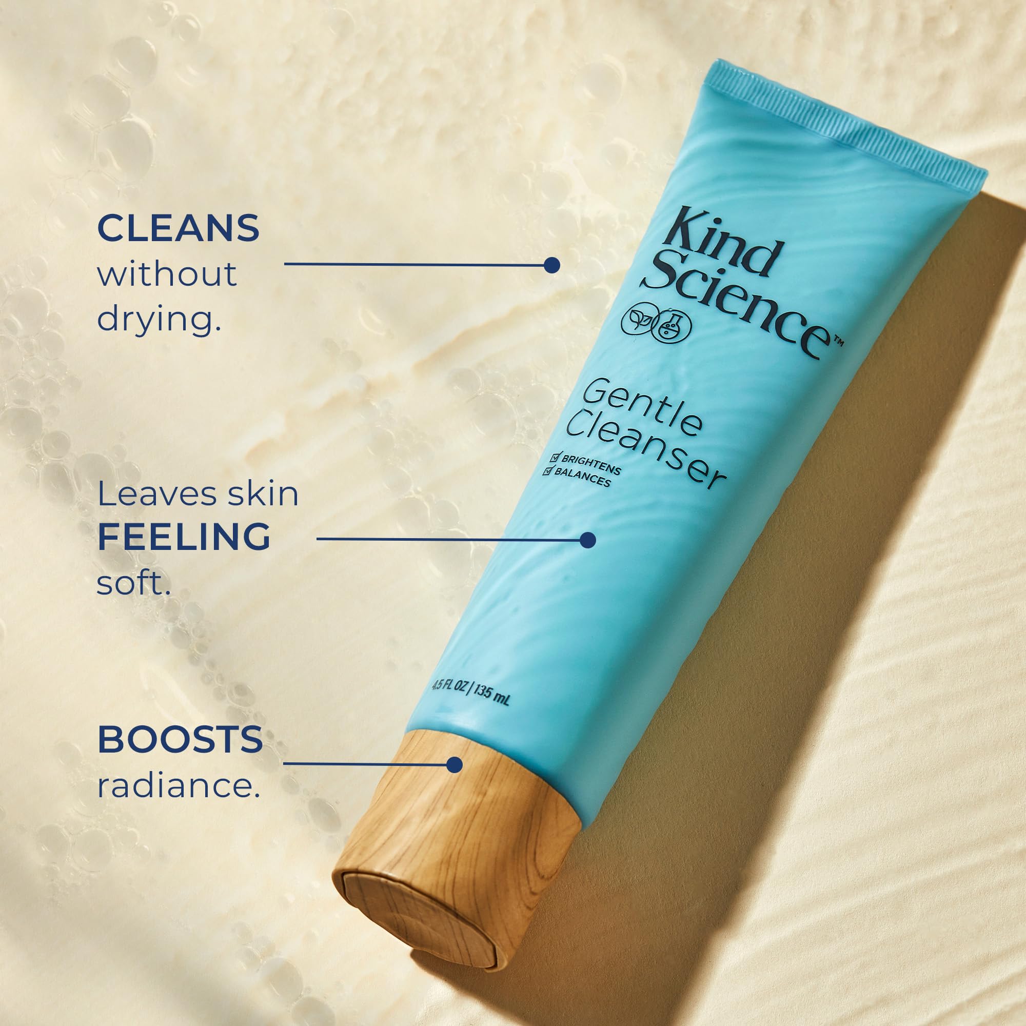 Kind Science Gentle Face Cleanser featuring Kakadu plum Vitamin C for brightening