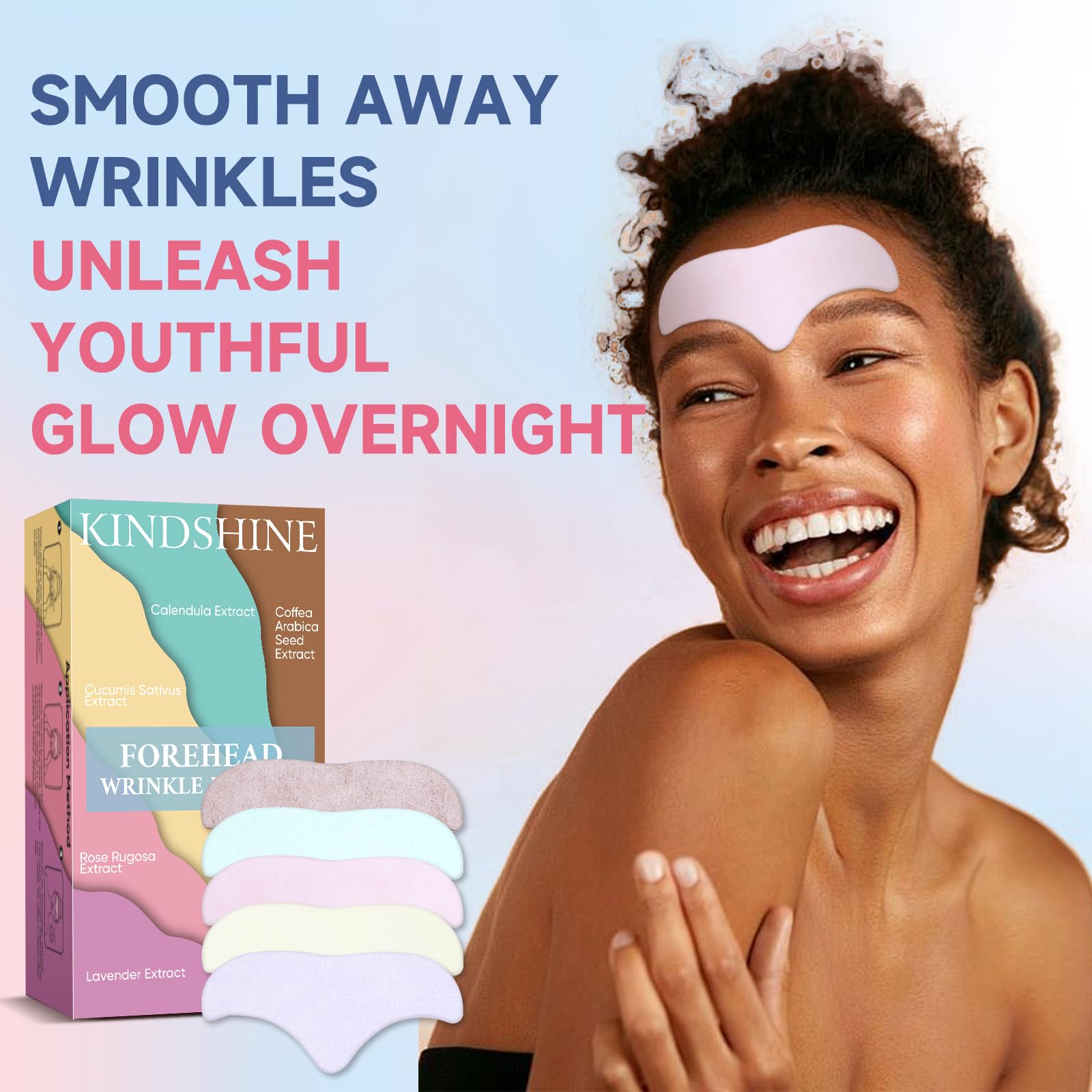 Kindshine forehead patches ready for overnight wear during travel or routine