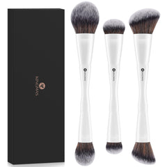 KINGMAS 3-Piece Foundation Brush Set double-ended kabuki for precise foundation blending