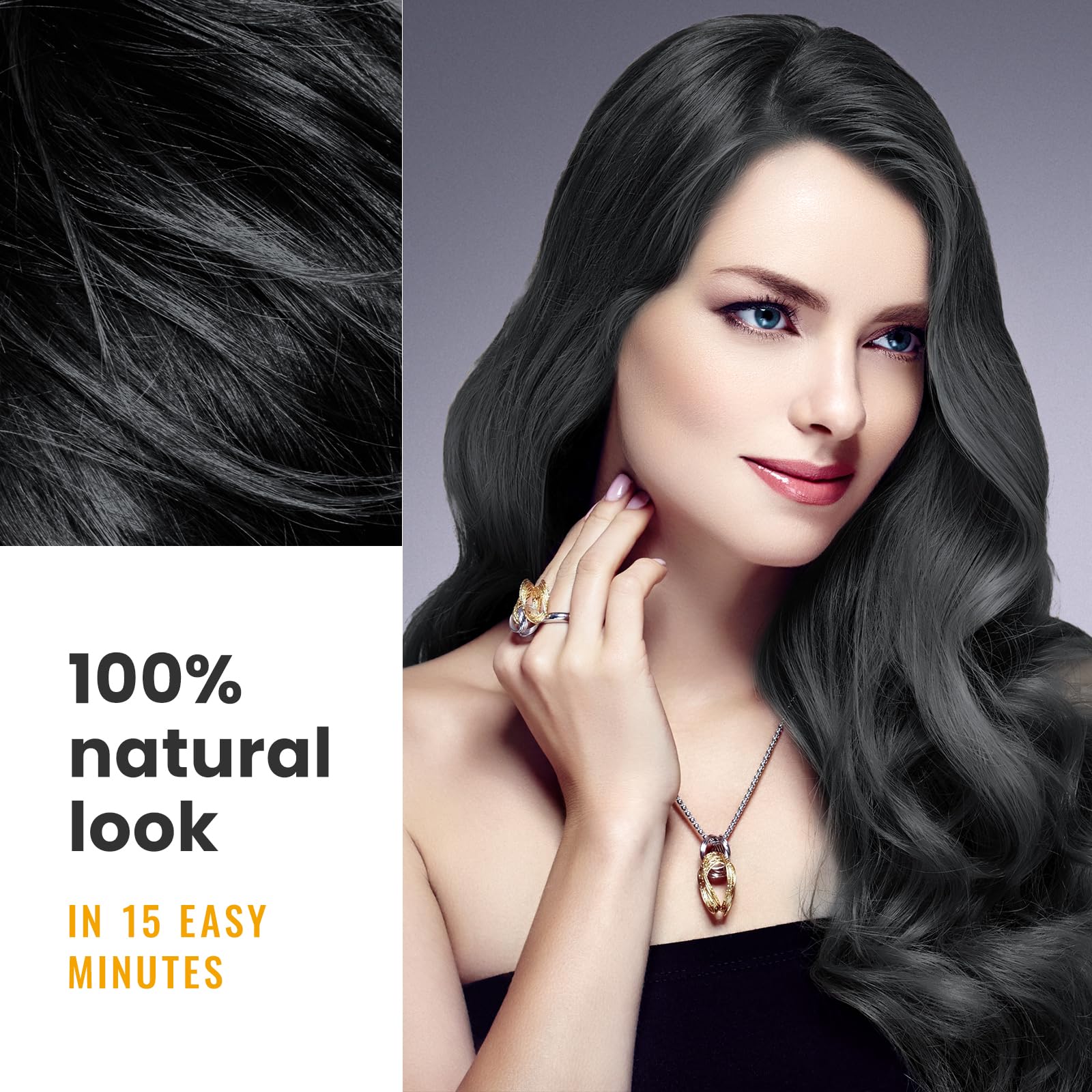 Kingming Herbal ingredients closeup emphasizes gentle, hair-friendly formulation.