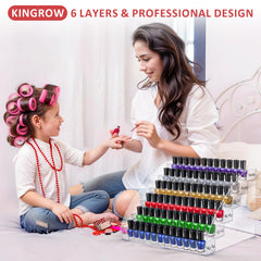 KINGROW durable acrylic construction complements a modern vanity display.